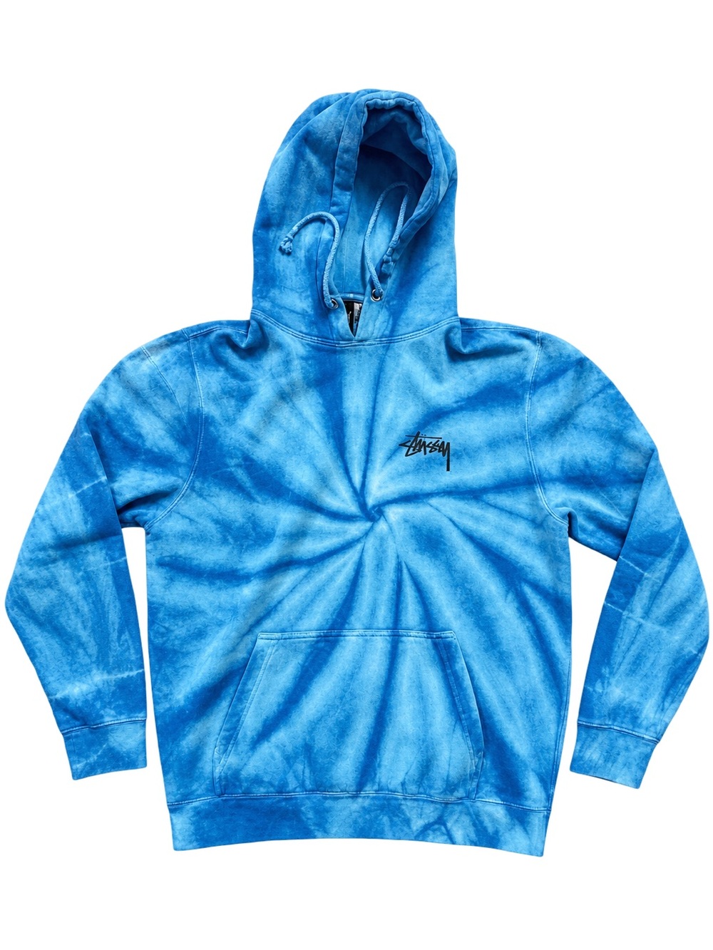 Stussy Vintage Blue Spiral Tie-Dye Hoodie M